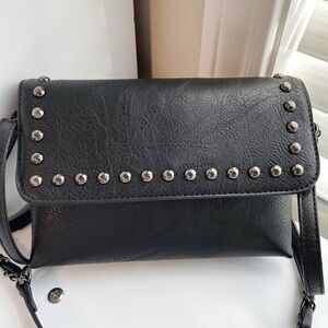 Black Studded Crossbody Bag - Classic Women's Shoulder Bag